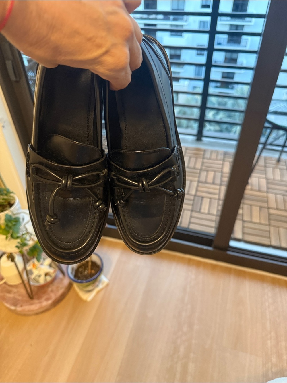H&M Black Women's Knot-Detail Leather Loafers